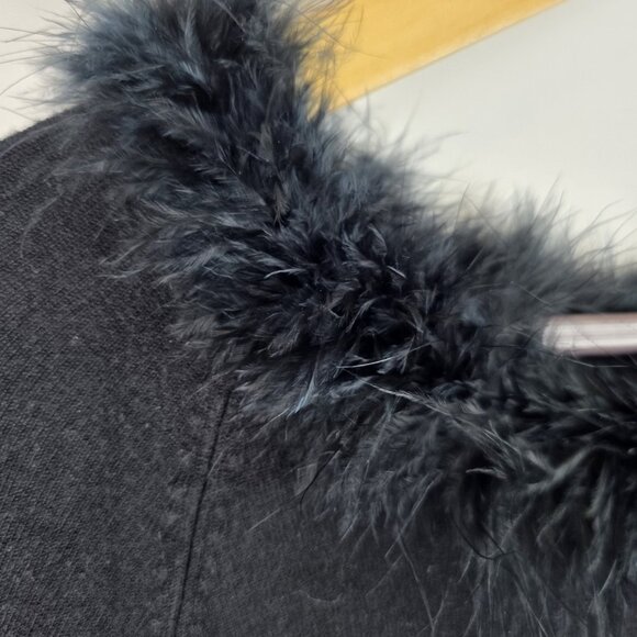 BCBGMAXAZRIA Womens Sweater Size Small Black Faux Fur Collar Long Sleeve Top - Picture 11 of 14